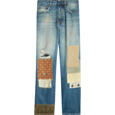 Amiri Ma Quad Art Patch Straight Leg Jeans In Nightshade Indigo