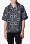 Amiri Silk Bowling Shirt With Cuban Collar And All-over Geometric Print In Multi