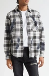 Amiri Ma Quad Bleach Splatter Flannel Button-up Shirt In Black