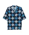 Amiri Blue Viscose Ma Quad Bowling Shirt In Black