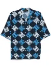 Amiri Blue Viscose Ma Quad Bowling Shirt In Blue