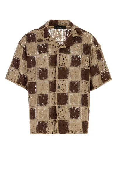 Amiri Ma Quad Checker Is Camp Shirt In Brown