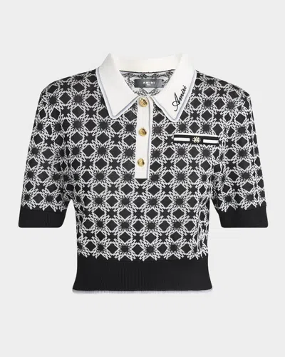 Amiri Ma Quad Cropped Polo In Black