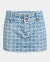 Amiri Ma Quad Denim Jacquard Mini Skirt In Stone Indigo
