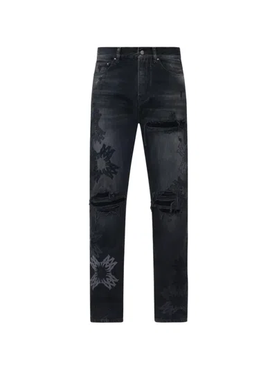 Amiri Mens Black Quad Mx1 Straight-leg Denim Jeans