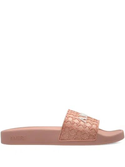 Amiri Ma Quad Embossed Slides In Pink