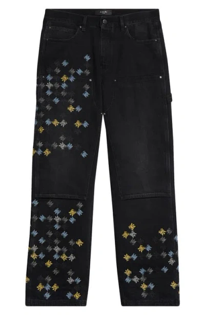 Amiri Ma Quad Embroidered Carpenter Jeans In Vintage Black