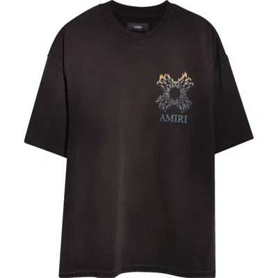 Amiri Ma Quad Flames Oversize Cotton Graphic T-shirt In Brown