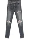 Amiri Quad Flannel Grey Ripped Denim Jeans