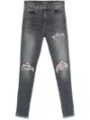 Amiri High-waist Distressed Skinny Jeans In 灰色
