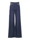 Amiri Loose Fit Wide-leg Trousers With Embroidered Pockets In Blue