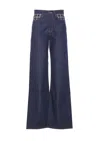 Amiri Loose Fit Wide-leg Trousers With Embroidered Pockets In Blue