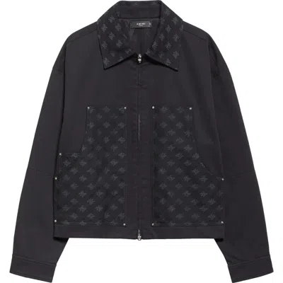 Amiri Ma Quad Jacquard Cotton & Wool Work Jacket In Black