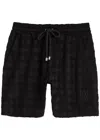 Amiri Black Bermuda Shorts With All-over Ma Quads Motif And Embroidered Logo On The Front In Cotton Blend  In Black