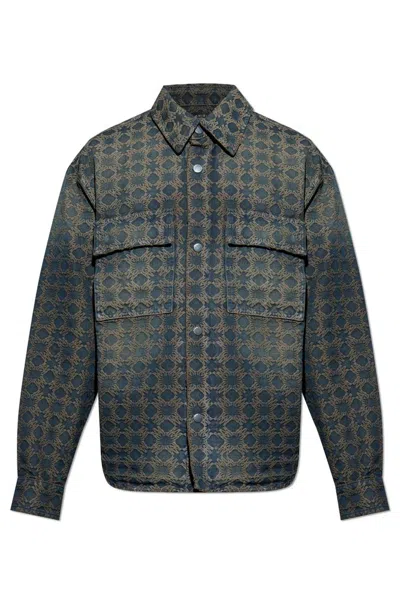 Amiri Ma Quad Jacquard Denim Jacket In Blue