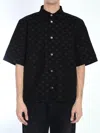 Amiri Mens Quad Monogram-jacquard Short-sleeve Cotton And Wool-blend Shirt Black In Black