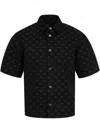 Amiri Mens Quad Monogram-jacquard Short-sleeve Cotton And Wool-blend Shirt Black In Schwarz