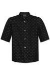 Amiri Mens Quad Monogram-jacquard Short-sleeve Cotton And Wool-blend Shirt Black In Black