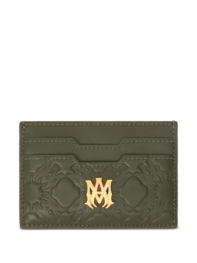 Amiri Ma Quad Leather Cardholder In Green