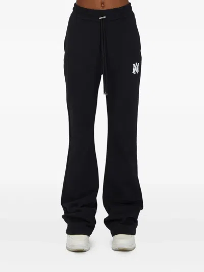 Amiri Ma Quad Logo-embroidered Flared Trousers In Black