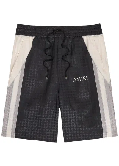 AMIRI AMIRI MA QUAD LOGO-MONOGRAMMED SATIN SHORTS