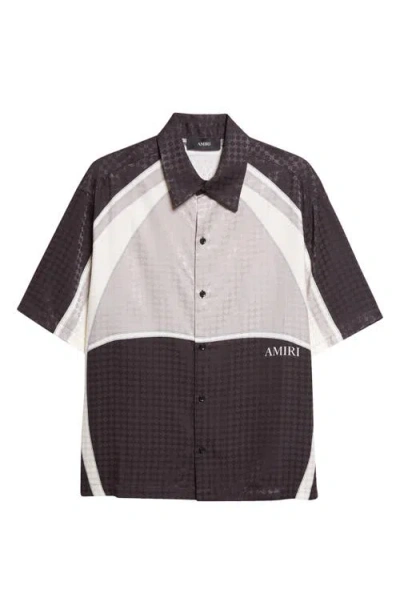 Amiri Ma Quad Panel Ovesize Satin Button-up Shirt In Black
