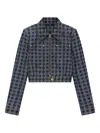 Amiri Ma Quad Patterned Zip-up Denim Jacket In Blue