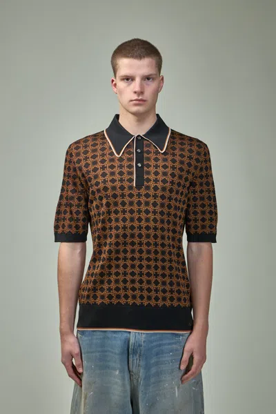 Amiri Monogram Quad Polo Shirt In Brown