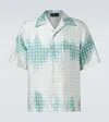 Amiri Geometric Pattern Short Sleeve Satin Top In Blue