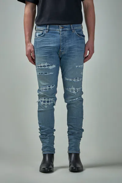 Amiri Ma Quad Repaired Skiny Jeans In Blue