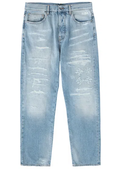 Amiri Ma Quad Repaired Straight-leg Jeans In Blue
