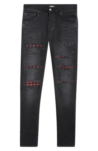 Amiri Distressed Bandana-detail Jeans In Black