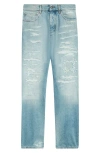 Amiri Ma Quad Rip & Repair Straight Leg Jeans In Surf Indigo