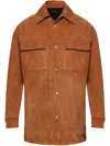 Amiri Quad Suede Overshirt Golden Coast In Brown