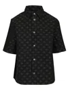 Amiri Mens Quad Monogram-jacquard Short-sleeve Cotton And Wool-blend Shirt Black