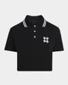 Amiri Ma Quad Short-sleeve Crop Polo Shirt In Black