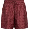 Amiri Mens Quad Graphic-print Silk Bowling Shorts Wine In Burgundy