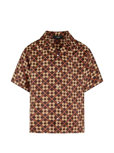 Amiri Brown Relaxed Printed Shirt In Silver