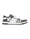 Amiri Quad Skel Panelled Leather Snekaers In Black