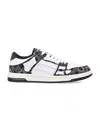 Amiri Quad Skel Panelled Leather Snekaers In Black