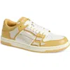 Amiri Yellow Debossed Ma Quad Skel Top Low Sneakers In Champagne