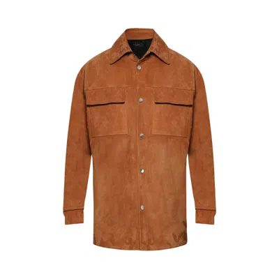 Pre-owned Amiri Ma Quad Suede Overshirt 'golden Coast' | Brown | Men's Size 52