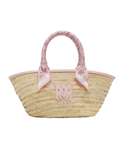 Amiri Ma Raffia Micro Tote In Brown