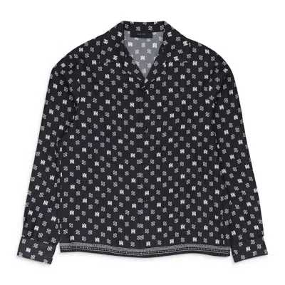 Amiri Ma Repeat Logo Long-sleeve Camp Black/white Dress Shirts