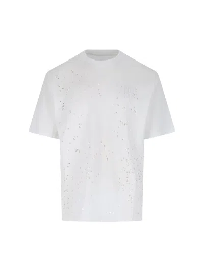 Amiri Crew Neck Distressed Detailing In White