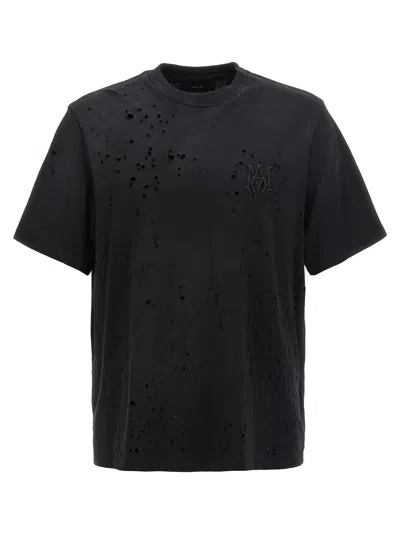 Amiri Shotgun Logo-print Distressed T-shirt In Black