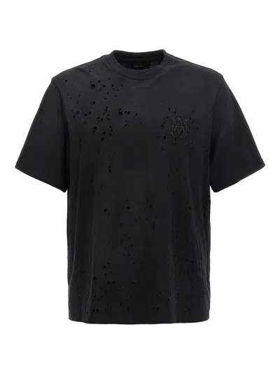 Amiri Shotgun Logo-print Distressed T-shirt In Black