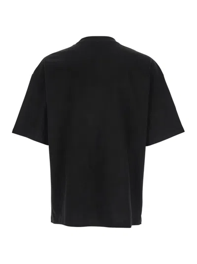 AMIRI BLACK CREWNECK T-SHIRT WITH LOGO EMBROIDERY ON THE FRONT IN COTTON MAN