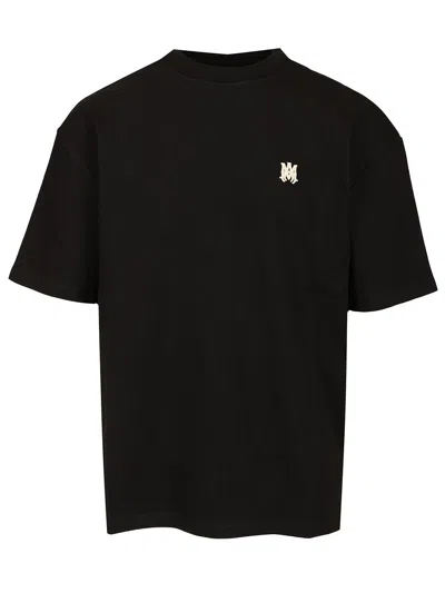 Amiri Black Crewneck T-shirt With Logo Embroidery On The Front In Cotton Man