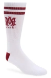 Amiri Ma Stripe Cotton Blend Socks In White Sun Dried Tomato